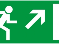Rettungsschild Fluchtweg rechts aufwärts